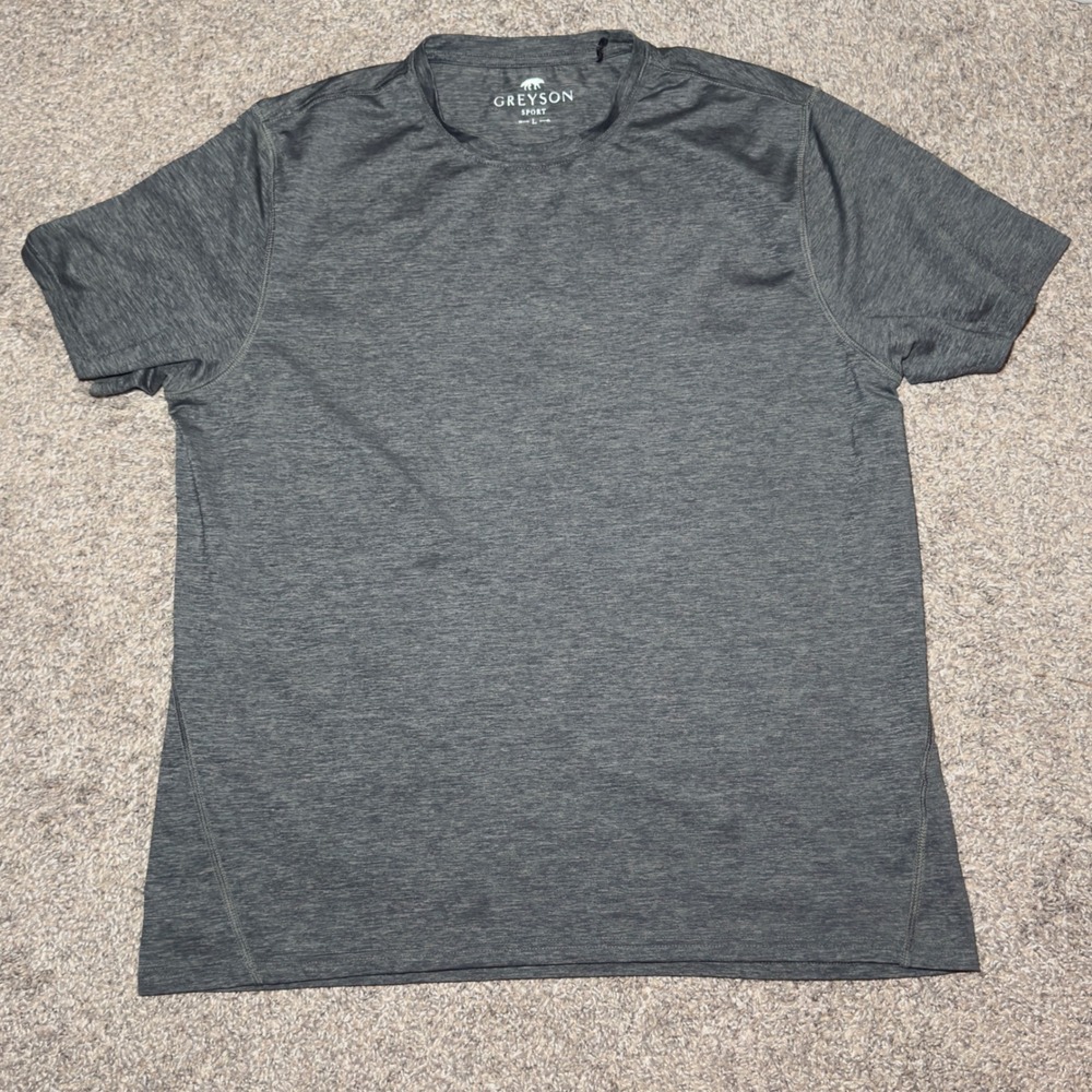 Greyson Sport Mens Short Sleeve Active Golf T-Shirt Heather Gray Wolf Logo L